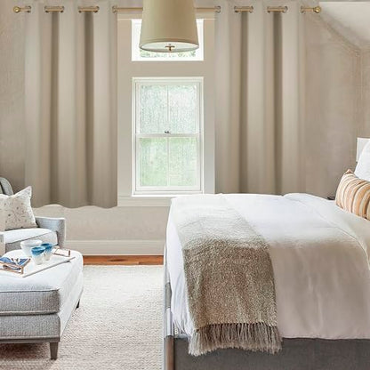 Diraysid Beige Grommet Blackout Curtains for Bedroom Thermal Insulated Room Darkening Curtains Drapes, 42 x 54 inch, 2 Panels - color: Beige, size: 42"W x 54"L (Pack of 2)