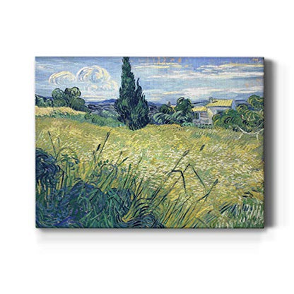 Renditions Gallery Green Wheat Field with Cypress by Vincent Van Gogh Printed, Famous Painting Reproduction, Premium Gallery Wrapped Canvas Print, Ready to Hang, 8 in H x 12 in W, Made in America - color: Green Wheat Field With Cypress, size: 12"L x 8"W