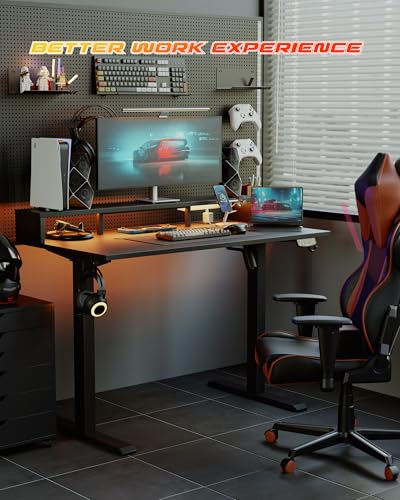 Agilestic 48 * 24 Inch Electric Standing Desk with Shelf & Led, Black | Electric Height Adjustable, Outlets&Led, Monitor Stand, Sturdy Steel Frame, Memory Presets, Hooks, 154 lbs, Splice Board - color: Led-black, size: 48 x 24 Inches with led and power st