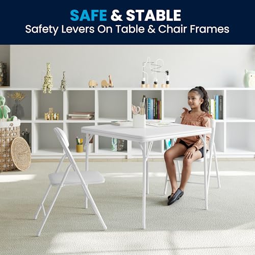 Flash Furniture Mindy Kids 3-Piece Folding Table and Chair Set, White | Daycare and Classroom, Children's Activity Table, Portable - color: White, size: 3 Piece Set
