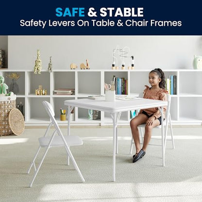 Flash Furniture Mindy Kids 3-Piece Folding Table and Chair Set, White | Daycare and Classroom, Children's Activity Table, Portable - color: White, size: 3 Piece Set