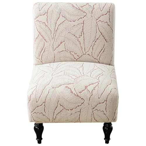 Chenille Armless Chair Cover Jacquard Slipper Chair Slipcover Washable Accent Chair Covers Printed Furniture Protector for Bedroom Living Room Pink - color: Pink