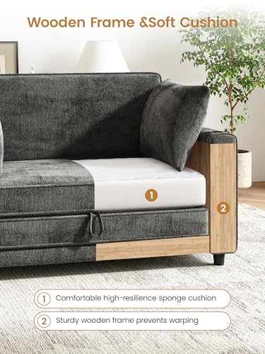 51" Loveseat Convertible Sofa Bed with Cup Holder, Small Couch 2 in 1 Pull Out Sleeper Couch, Floor Folding Couch Sofa with Two Pillows for Apartment, Living Room, Dorm (Grey) - color: Grey