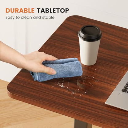 Sweetcrispy Overbed Table, Bedside Table, Storage Shelf | Adjustable Rolling Wheels, Mobile Laptop Desk, Space Saving Frame, Dorm, Apartment, Chocolate - color: Chocolate