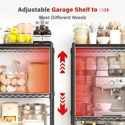 REIBII 60" H Wire Shelving, 1000LBS Heavy Duty & Adjustable, for Kitchen | Space Saving, Leveling Feet, Powder Coated Waterproof, Tool-Free Shelves, Freestanding, Anti-Tipping, Rust-resistant - size: 5 Tier,13.4" D x 23.2" W x 60" H