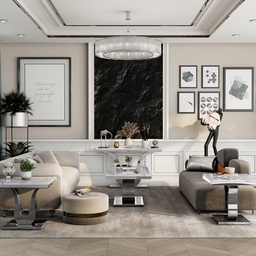 Silver Console Table, White and Silver Living Room Sofa Table, 50" Modern Console Table for Entryway, Living Room, Office, Foyer, Front Hall, Hallway - color: Silver