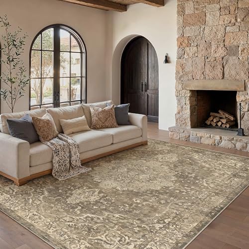 Area Rugs 6x9 Washable Rug for Living Room Brown | Living Room Rug,Vintage Rug,Bedroom,Dining Room,Office,Farmhouse,Non-Shedding,Non Slip,Low Pile,Soft - color: Brown Ⅲ, size: 6' x 9' (Rectangular)
