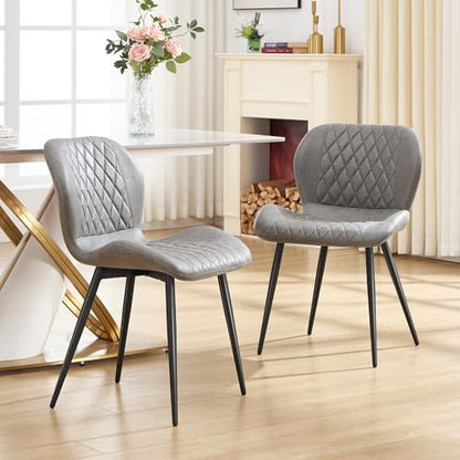 Dining Chairs Set of 3, Comfy Modern Dining Chairs with Thick Cushions, Upholstered Fabric Kitchen Side Chairs with Adjustable Metal Legs for Dining Room (Light Grey) - color: Light Grey, size: Set of 3