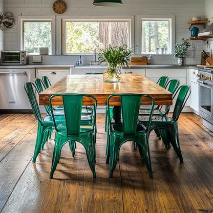 AC Pacific 18 Inch Seat Height Industrial Metal Dining Chairs, Stackable Kitchen or Bar Seat, Durable Modern Design, Versatile Accent Furniture, Set of 2, Green - color: Green, size: Set of 2