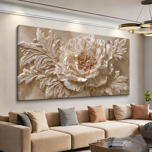 Modern Wall Art Minimalist Cream Beige Peony Canvas Wall Art Decor For Living Room Artwork For Walls Flower Wall Decor Pictures For Bedroom Study Farmhouse Aesthetic Home Wall Decoration 20 X 40 Inch - color: LAI-13A, size: 40"L x 20"W