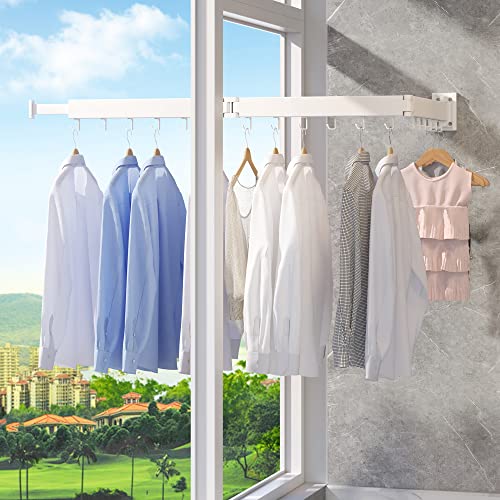 ZdwCyl Clothes Drying Rack,Laundry Space Saver Wall Mounted,Retractable,Collapsible(Tri-Fold), White Color Rack Clothing - color: White-basic