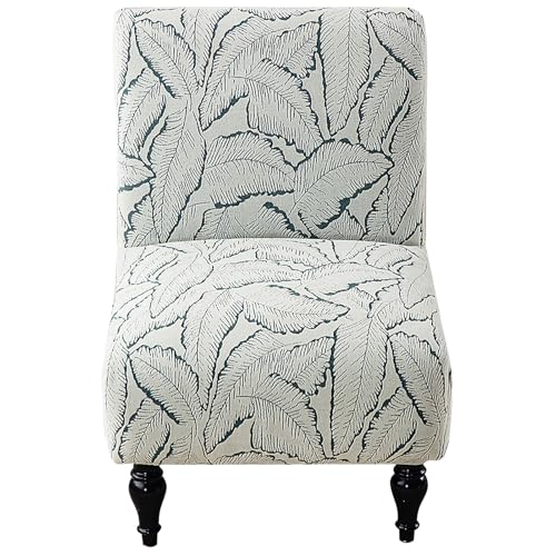 Jacquard Armless Chair Cover Soft Chenille Accent Chair Slipcover Printed Slipper Chair Slipcover All-Season for Living Room Hotel Bedroom Green - color: Green