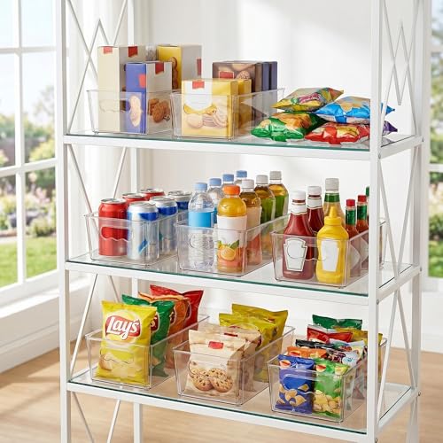 Vtopmart 8pcs Clear Storage Bins with Handles | BPA-free Plastic Storage Containers, Easy to Move, For Fridge Freezer, Pantry Cabinet Kitchen Organization, Built to Last - size: Without Lid