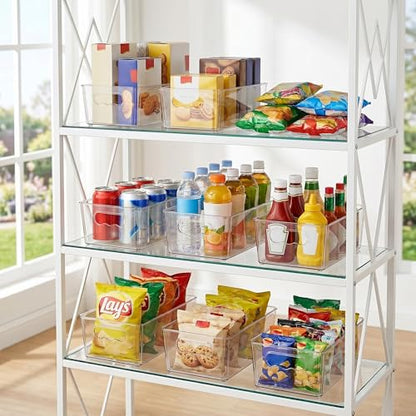 Vtopmart 8pcs Clear Storage Bins with Handles | BPA-free Plastic Storage Containers, Easy to Move, For Fridge Freezer, Pantry Cabinet Kitchen Organization, Built to Last - size: Without Lid