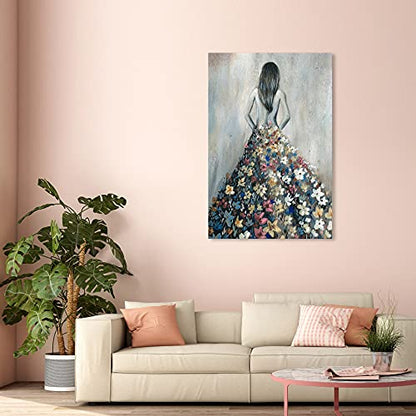 Oliver Gal Girl with Flower Thoughts Canvas Print Wall Art for Living Room, Bedroom, and Bathroom, 36" x 54", Gallery Wrapped - color: Gallery Wrapped, size: 1.5"L x 1.5"W