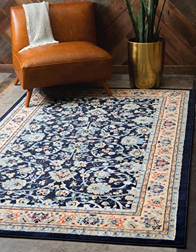 Unique Loom Sialk Hill Collection Area Rug - Washington (2' 2" x 3' 1" Rectangle, Navy Blue/ Cream) - color: Navy Blue/Cream, size: 2'2" x 3'1" (Rectangular)