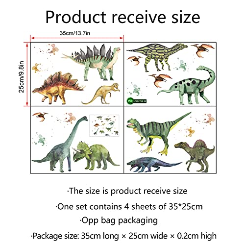 14Pcs Dinosaurs Wall Stickers, Removable Forest Dinosaur Wall Decals Waterproof Dino Animal Decor Mural for Bedroom Living Room Bathroom Home Decoration