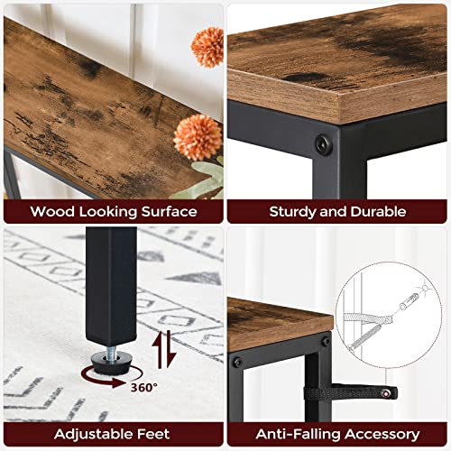 MAHANCRIS 55.1 Skinny Console Table with Power Outlets, 5.9" Slim Sofa Table Behind Couch, Long Entryway Tables, Narrow Sofa Hallway Table, Living Room CTHR145E01 - size: 5.9"D x 55.1"W x 31.7"H