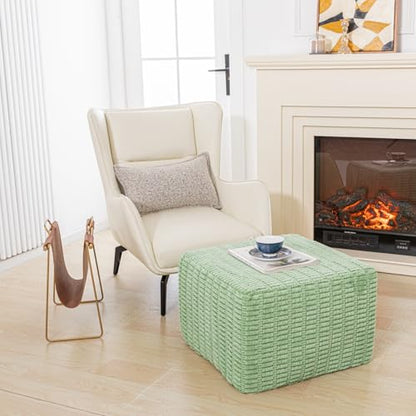 Asuprui Square Pouf Ottoman, Foot Rest for Couch Sofa,Sage Green, 20x14 in | Footstool Ottoman,Stuffed Pouf Ottoman,All-One Foam Filler, Footrest,Beanbag Chair,Floor Pouf for Living Room Wedding Bedroom - color: Sage Green