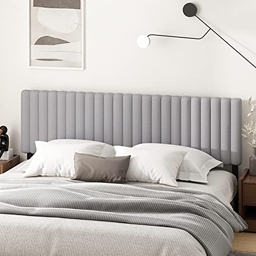Furinno Roanne Upholstered Tufted Headboard, King, Glacier - color: Glacier, style: King-Lines
