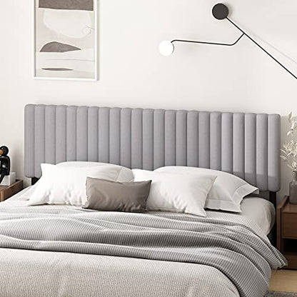 Furinno Roanne Upholstered Tufted Headboard, King, Glacier - color: Glacier, style: King-Lines