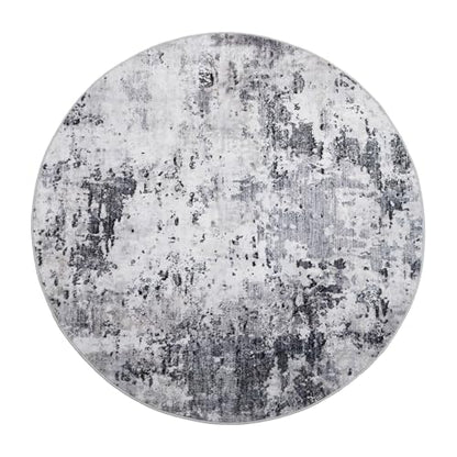 ROYHOME Modern Abstract 8x8 Round Area Rug Non Slip, Grey | Non Shedding Rug Low Pile Stain Resistant for Bedroom Living Room office Dining Room - color: Grey, size: 8' (Round)