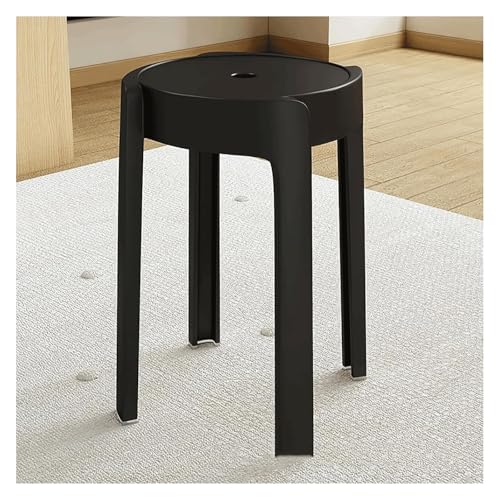 Lightweight Dining Chairs Round Stackable Stools ABS Dining Room Chairs Portable Diner Chair Backless Nesting Stack Stools 4 Pack(Black) - color: Black