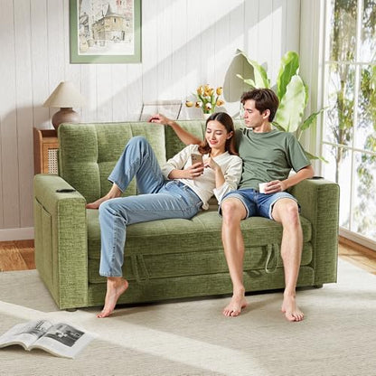 Convertible Sofa Bed, Folding Sofa Bed 2 in1 Pull Out Loveseat Sleeper Sofa, Floor Sofa Bed for Small Spaces Folding Couch Bed with Pillows for Living Room Bedroom - Green - color: Green