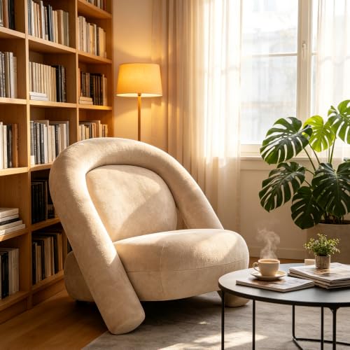Chifee & Vingol Modern Accent Chair Lounge Chairs Comfy Upholstered Reading Chair for Living Room Bedroom,Coffee - color: Coffee