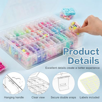 Bead Organizer Box, 108 Pcs Mini Clear Bead Storage with Hinged Lid and Labels, Small Plastic Containers for Jewelry Making, DIY Craft, Diamond Painting, Screws, Nail Art, and Seeds (3 Pack) - color: 3 Pack