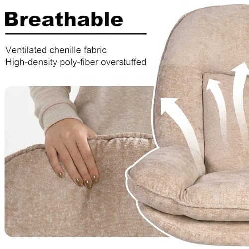 GINGO 24" High Back Swivel Accent Chair Set of 2 for Living Room, Beige | Large Accent Chair, Comfy Reading Chair Oversized, Slightly Rocking Upholstered Armchair, Ergonomic Fabric Modern Chair - color: Beige