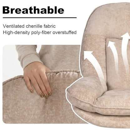 GINGO 24" High Back Swivel Accent Chair Set of 2 for Living Room, Beige | Large Accent Chair, Comfy Reading Chair Oversized, Slightly Rocking Upholstered Armchair, Ergonomic Fabric Modern Chair - color: Beige