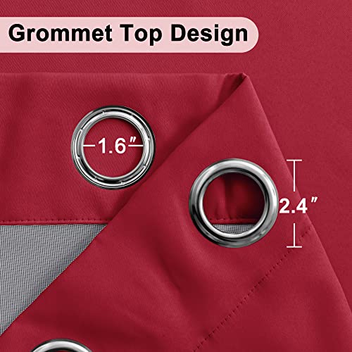 XWZO 100% Blackout Curtains 54 Inches Long with Tiebacks- Soundproof & Energy Efficiency Window Draperies Grommet Top with Black Liner for Small Windows, Christmas Red, W38 x L54, Set of 2 - color: Red, size: 38"W x 54"L (Pack of 2)