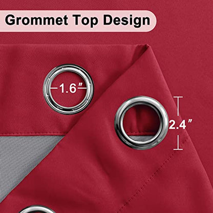XWZO 100% Blackout Curtains 54 Inches Long with Tiebacks- Soundproof & Energy Efficiency Window Draperies Grommet Top with Black Liner for Small Windows, Christmas Red, W38 x L54, Set of 2 - color: Red, size: 38"W x 54"L (Pack of 2)