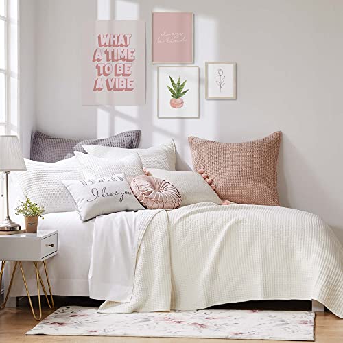 Levtex Home - Mills Waffle - Twin Quilt Set - Cream Cotton Waffle - Quilt Size (68 x 86in.), Sham Size (26 x 20in.) - color: Cream, size: Twin Quilt