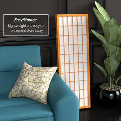 4 ft. Short Window Pane Shoji Screen - Honey - 4 Panels - color: Honey, size: 4 Panels
