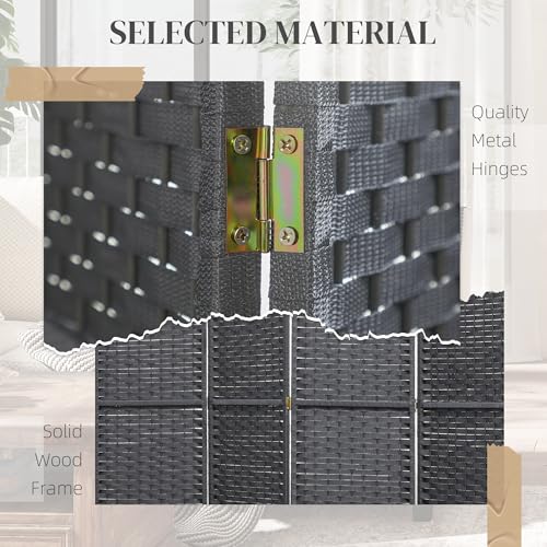 HOMCOM Room Divider 6 Panel Folding Privacy Screen 5.6' Tall Charcoal Gray | Freestanding Partition, Home Office, Bedroom - color: Charcoal Gray, size: 6 Panel