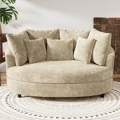 Chifee & Vingol 70 Inches Oversized Accent Barrel Chair Extra Large Chenille Accent Chair Extra Wide Armchair with 7 Pillows for Living Room,Bedroom,Home Theater - Oversized Wheat - color: 70"- Wheat