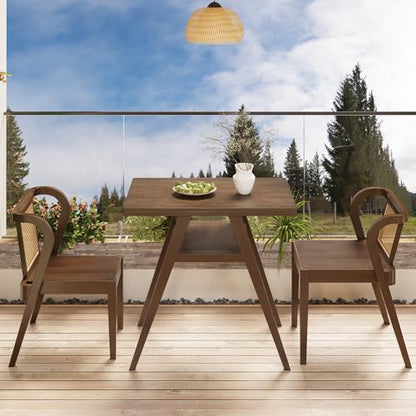 3-Piece Modern Dining Set with Stackable Dining Chairs, Solid Wood Square Table and Chair Breakfast Table Set for 2 Person, Space Saving Dinette for Dining Room, Kitchen, Living Room, Dark Walnut - color: Dark Walnut