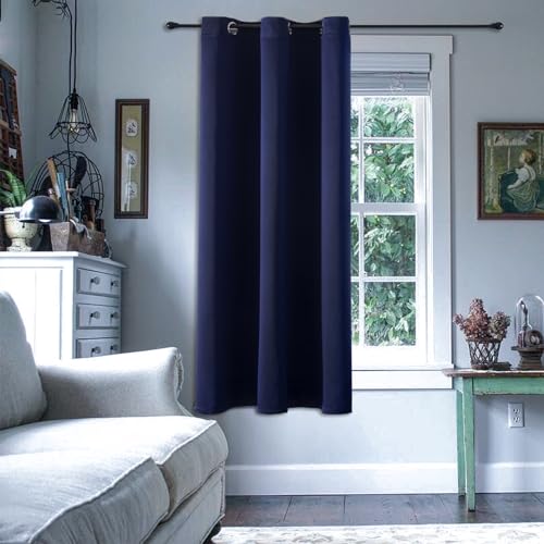 ChrisDowa Small Window Curtains 40 Inches Long for Bedroom Door Curtain | 29W x 40L, Navy Room Darkening Drapes, Doorway Curtain for Living Room/Kitchen/Closet, Grommet Thermal Insulated, 1 Panel - color: Navy Blue, size: 29"W x 40"L (Pack of 1)