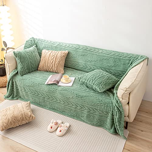YUSOKI Sherpa Fleece Large Throw Blanket, Sage Green, 50"x65" | 3D Stylish Design,320GSM, Non-Shedding, Lightweight for All Season Use, stays fluffy after repeated washes, Perfect Gifts - color: Sage Green-(without Pillows), size: Throw (50" x 65")
