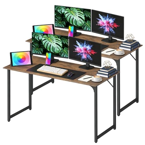 BestOffice Computer Desk,Home Office Desk, Modern Simple Style for Home Office Study Writing (Brown, 47 Inch,2 Pack) - color: Brown, size: 47 Inch-2 Pack