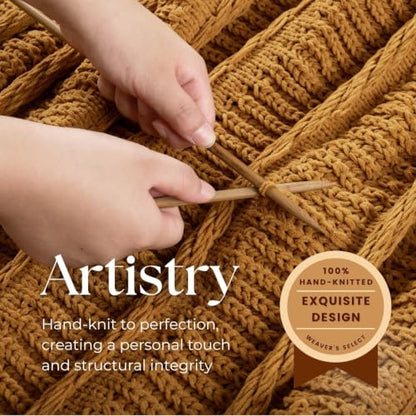 Boho Knitted Chenille Blanket with Tassels - Lightweight & Soft All-Season Throw - 3D Classic Pattern for Living Room Bedroom Couch, Amber Brown, Throw 50"x60" - color: Amber Brown, size: Throw