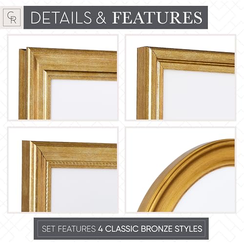 Mixed Gallery Wall Frame Set, (2) 16x20 Inch, (1) 11x14 Inch, and (2) 8x10 Inch, 9 Piece, Brass - color: Brass