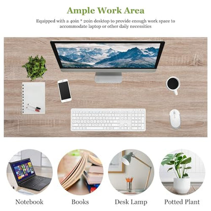 Computer Desk 40 in Length Study Writing Table, Adjustable feet, Modern Furniture for Home Office, Nature - color: Nature, size: 40 inch