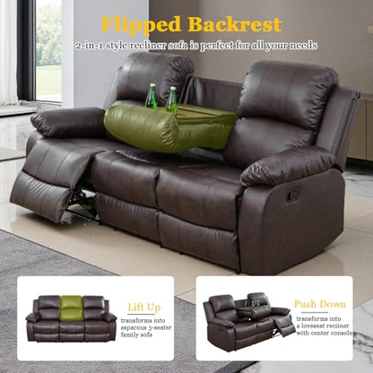 A Ainehome Living Room Furniture Set Leather Recliner Sofa Set Loveseat Chair Furniture Sofa Set for Living Room/Small Space/Rv/House/Office/Theater Seating (A-Brown Leather, Sofa+Loveseat) - color: A-brown Leather, size: Sofa+Loveseat