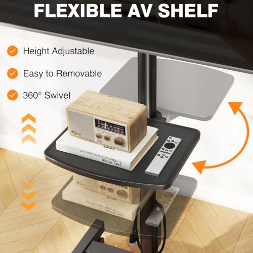 Floor TV Stand with Power Outlet for 13-50 inch TVs up to 78 lbs | Height Adjustable TV Mount Stand with Tilt and Rotate, Max VESA 200x200mm - size: 13-50 inch TVs, 55 lbs capacity