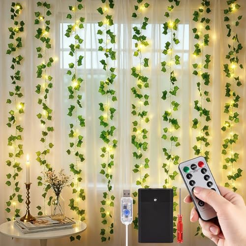DomeStar Vine Lights, 300 LED Vines with Fairy Lights with Remote, Ambient | Wall Decor for Wedding Party Dorm, Vines for Bedroom - style: 1pack-lvy-100Ft LED