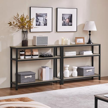 Yaheetech Console Table with 3 Tier Shelves, Entryway Table, Gray, 39.5" | Sofa Table, Entry Table with Storage, Behind Couch Table for Living Room, Easy Assembly, Sturdy Structure, for Small Space - color: Grey