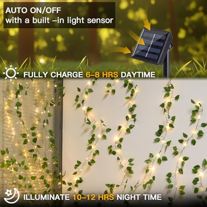 Solar Pothos String Lights, 33Ft 100LED Vines with Lights Warm White - color: Pothos, size: 33Ft*1pack